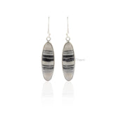Silver Earrings Dangle-Sterling Silver Drop Earrings,Zebra Jasper Earring, Long Earrings,Oval Cut Dangle Earring,Handmade Christmas Gift